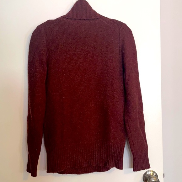 J.Crew Burgundy Cable Knit Wool Turtleneck Sweater Size Small - Picture 2 of 5